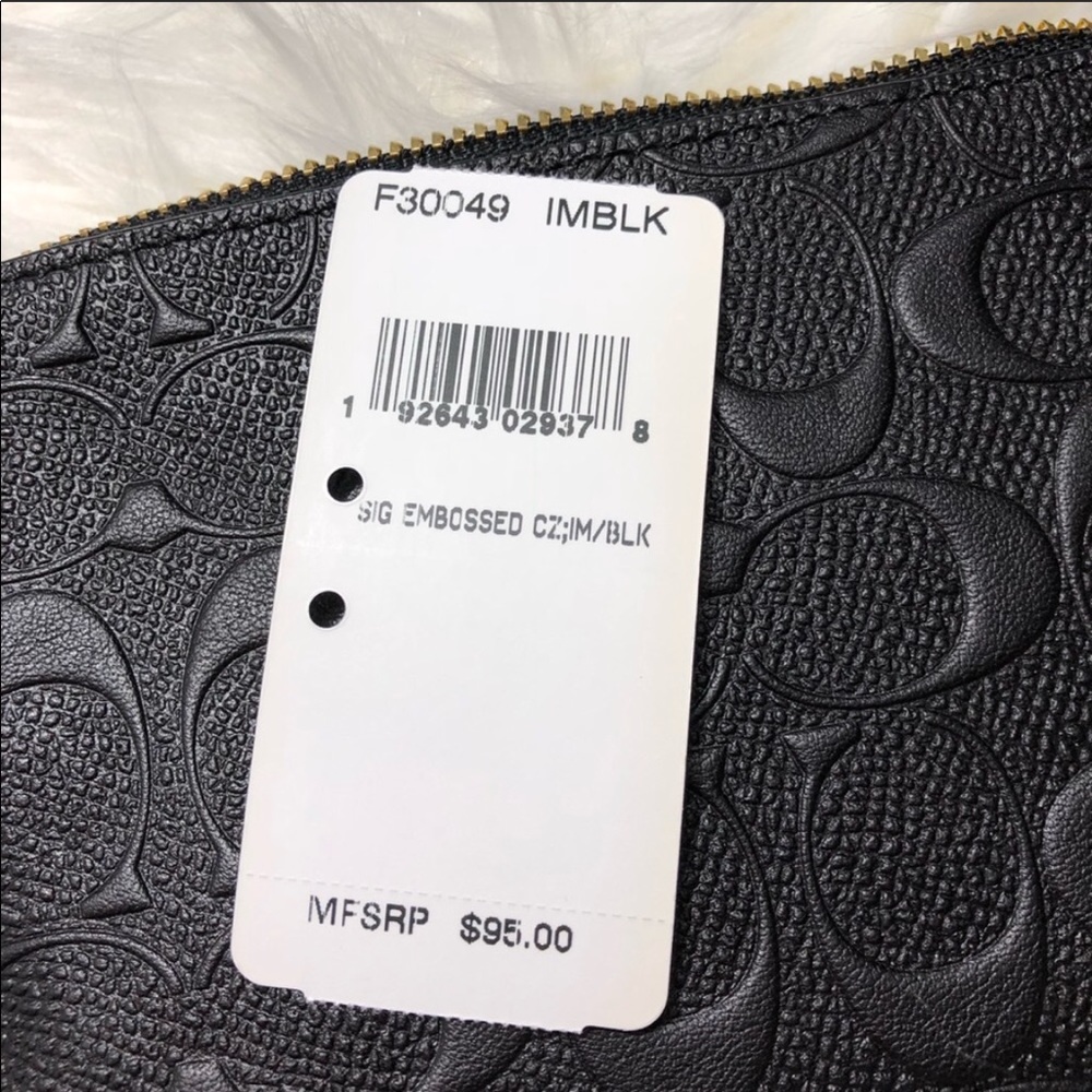 NWT Black Embossed Coach Wristlet - Picture 6 of 6